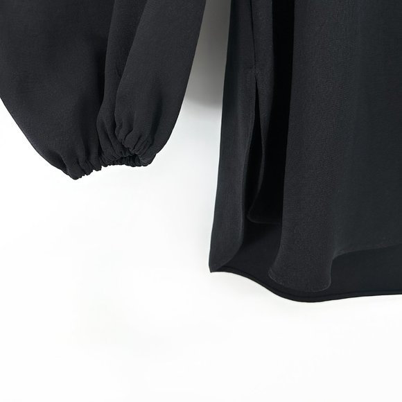 Tibi Dark Navy Blue Off Shoulder Quarter Sleeve Minimalist Loose Fit Top Blouse - Picture 4 of 9